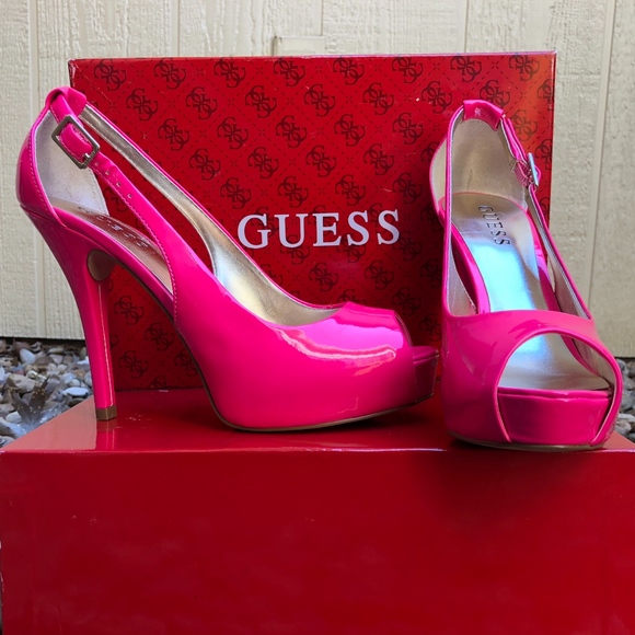 guess pink high heels